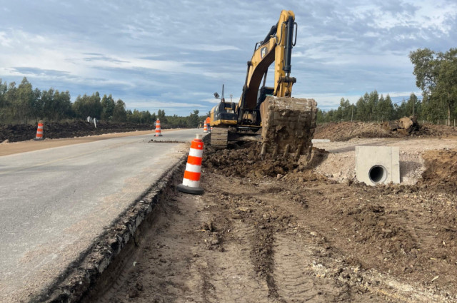 Avanzan las obras de rehabilitación en Ruta 80, entre Ruta 8 y Migues