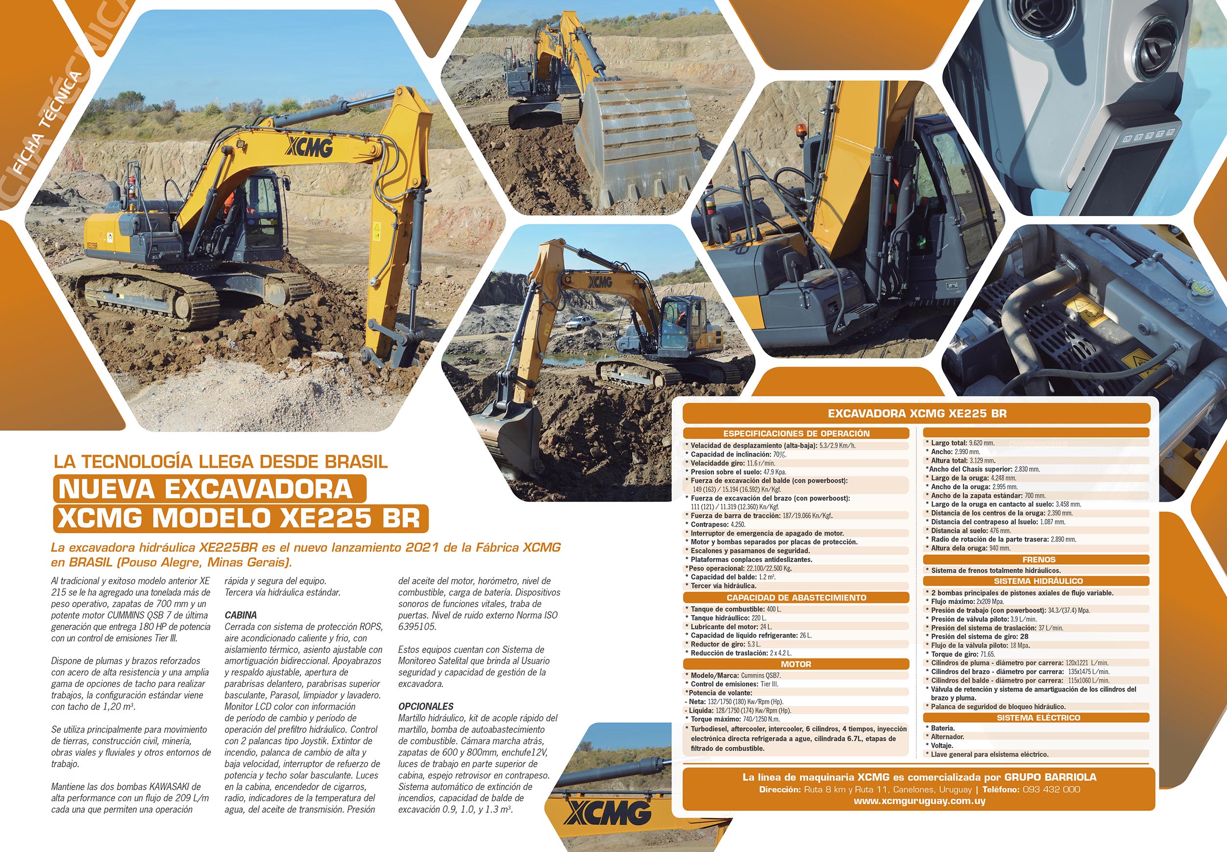 FICHA TÉCNICA: NUEVA EXCAVADORA XCMG MODELO XE225 BR